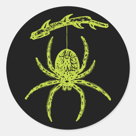 Poison Green Spider Classic Round Sticker (Voorkant)