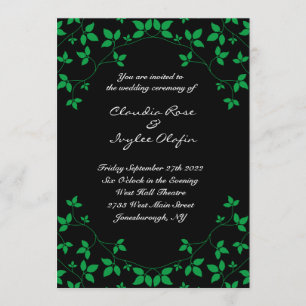 Poison Ivy Black & Green Gothic Wedding Invitation Kaart
