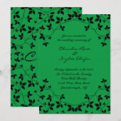 Poison Ivy Green & Black Gothic Huwelijksuitnodigi Kaart (Voorkant / Achterkant)