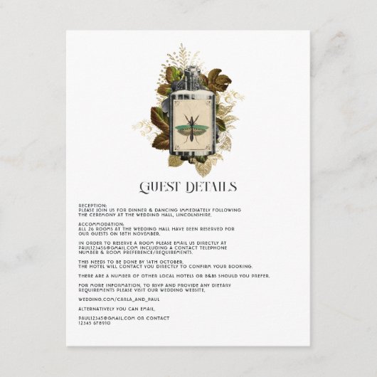 Poison Lotion Halloween Gothic Gast Details Informatiekaartje (Voorkant)