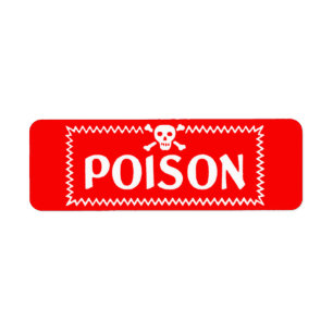 Poison  Red Crossbones Danger Label