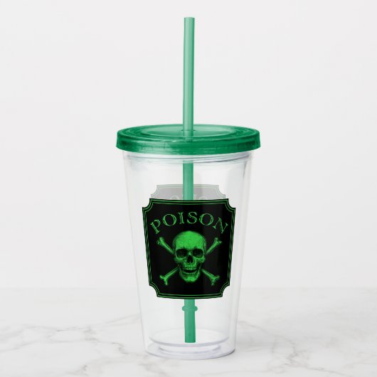 Poison Skull and Crossbones Halloween Design Print Acryl Drinkbeker (Voorkant)