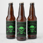 Poison Skull and Crossbones Halloween Design Print Bier Etiket (Flessen)