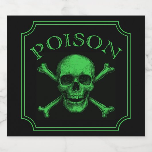 Poison Skull and Crossbones Halloween Design Print Bier Etiket (Enkel label)