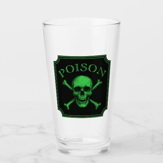 Poison Skull and Crossbones Halloween Design Print Glas (Voorkant)