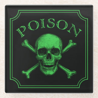 Poison Skull and Crossbones Halloween Design Print Glazen Onderzetter