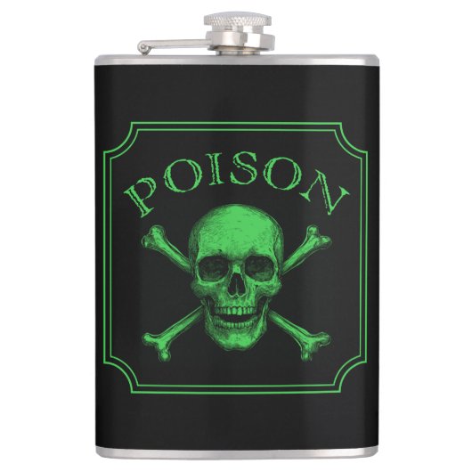 Poison Skull and Crossbones Halloween Design Print Heupfles (Voorkant)