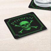 Poison Skull and Crossbones Halloween Design Print Kartonnen Onderzetters (Schuin)