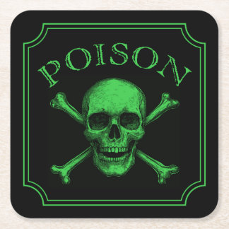Poison Skull and Crossbones Halloween Design Print Kartonnen Onderzetters