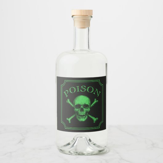 Poison Skull and Crossbones Halloween Design Print Likeurfles Etiket (Voorkant)