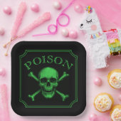 Poison Skull and Crossbones Halloween Design Print Papieren Bordje (Feest)
