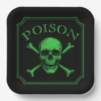 Poison Skull and Crossbones Halloween Design Print Papieren Bordje