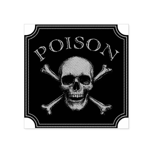 Poison Skull and Crossbones Halloween Design Print Rubberstempel (Afrduk)