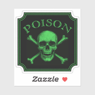 Poison Skull and Crossbones Halloween Design Print Sticker