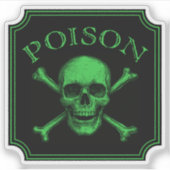Poison Skull and Crossbones Halloween Design Print Sticker (Voorkant)