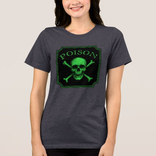 Poison Skull and Crossbones Halloween Design Print Tri-Blend Shirt (Voorkant)