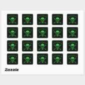 Poison Skull and Crossbones Halloween Design Print Vierkante Sticker (Vel)