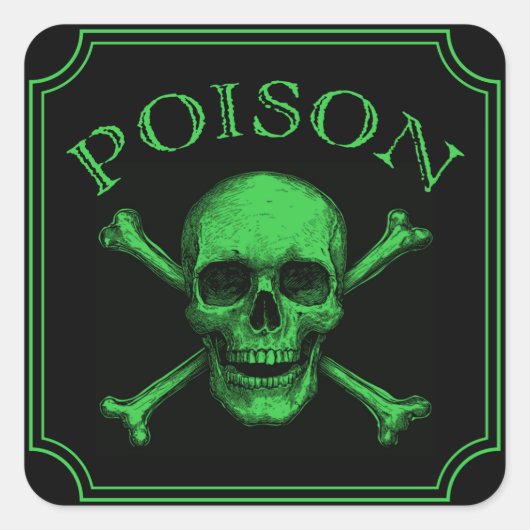Poison Skull and Crossbones Halloween Design Print Vierkante Sticker (Voorkant)