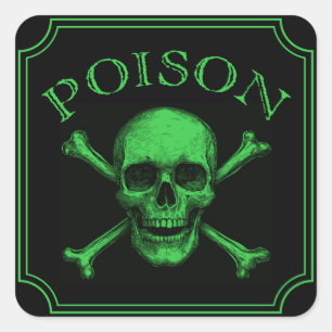 Poison Skull and Crossbones Halloween Design Print Vierkante Sticker