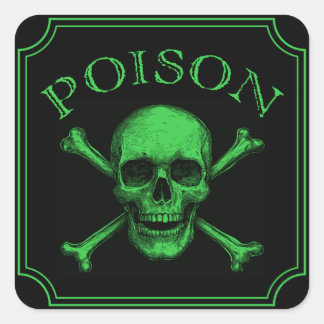 Poison Skull and Crossbones Halloween Design Print Vierkante Sticker