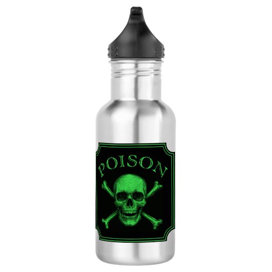 Poison Skull and Crossbones Halloween Design Print Waterfles (Rechts)
