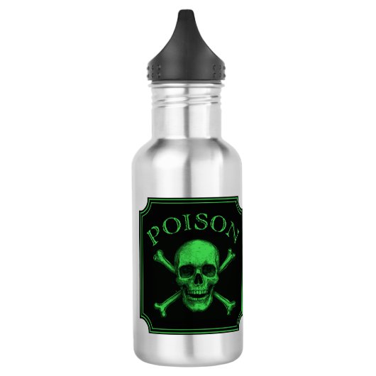 Poison Skull and Crossbones Halloween Design Print Waterfles (Links)
