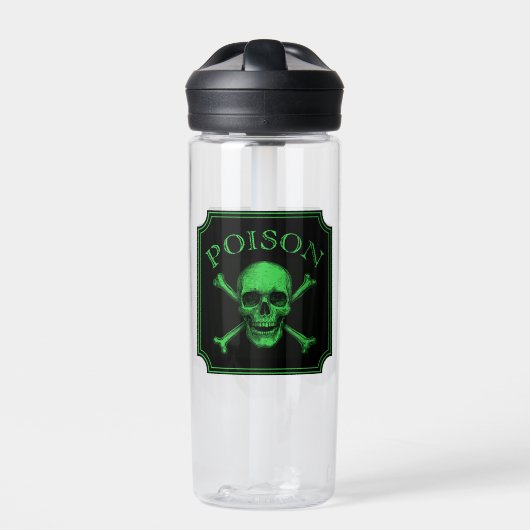 Poison Skull and Crossbones Halloween Design Print Waterfles (Voorkant)