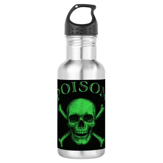 Poison Skull and Crossbones Halloween Design Print Waterfles (Voorkant)