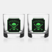 Poison Skull and Crossbones Halloween Design Print Whisky Glas (Voorkant)