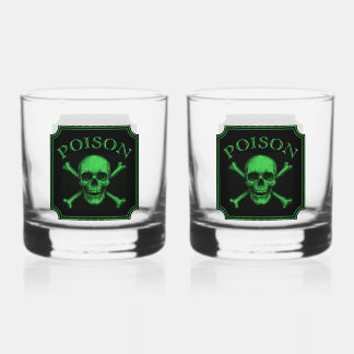 Poison Skull and Crossbones Halloween Design Print Whisky Glas
