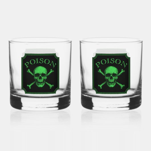 Poison Skull and Crossbones Halloween Design Print Whisky Glas (Achterkant)