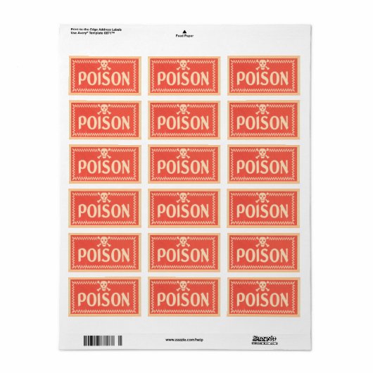 Poison Sticker Etiket Waarschuwing (Full Sheet)