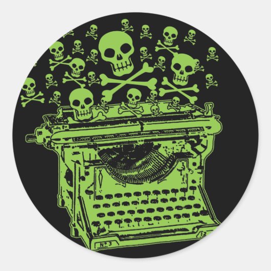 Poison Typewriter Ronde Sticker (Voorkant)