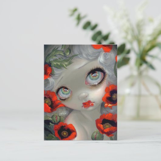 "Poisonous Beauties III: Briefkaart van opiumpapav (Staand voorkant)