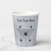 Poisonous Black Widow Spiders in Web on White Papieren Bekers (Achterkant)