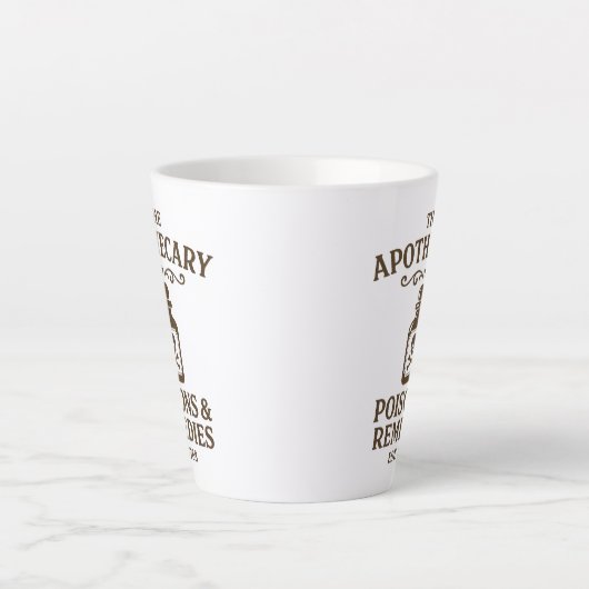 Poisons & Remedies Latte Mug – Apothecary-Style Latte Mok (Voorkant)