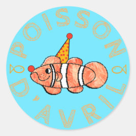 Poisson d'Avril / April Fool's Fish Ronde Sticker