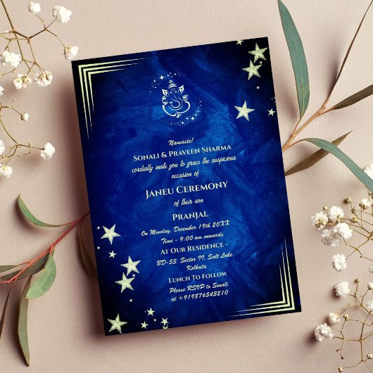 Poite Janeu Upanayanam Hindoe Heilige Draad Blauw  Kaart