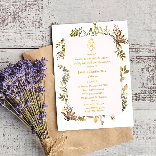 Poite Janeu Upanayanam Hindoe Heilige Draad Blauw Kaart