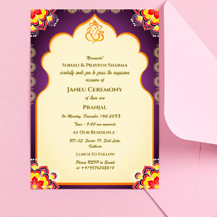 Poite Janeu Upanayanam Hindoe Heilige Draad Blauw Kaart