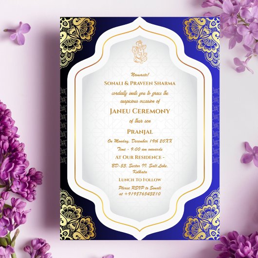 Poite Janeu Upanayanam Hindoe Heilige Draad Blauw  Kaart