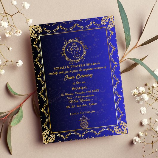 Poite Janeu Upanayanam Hindoe Heilige Draad Blauw  Kaart