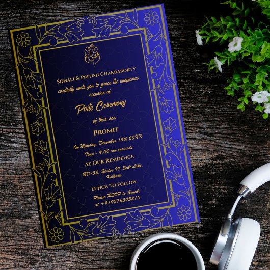 Poite Janeu Upanayanam Hindoe Heilige Draad Bloeme Kaart