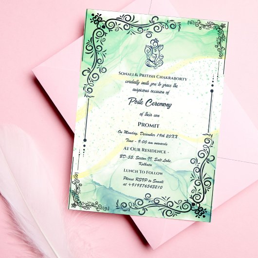 Poite Janeu Upanayanam Hindoe Heilige Draad Bloeme Kaart