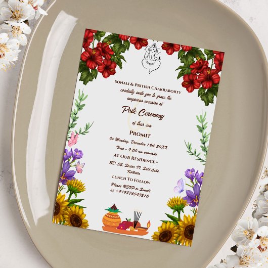 Poite Janeu Upanayanam Hindoe Heilige Draad Bloeme Kaart