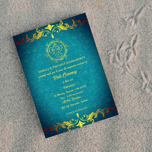 Poite Janeu Upanayanam Hindoe Heilige Draad Bloeme Kaart