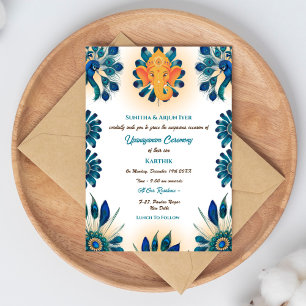 Poite Janeu Upanayanam Hindoe Heilige Draad Peacoc Kaart