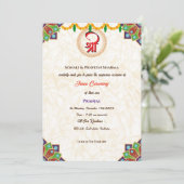 Poite Janeu Upanayanam Hindoeïstische draad Vlinde Kaart (Staand voorkant)