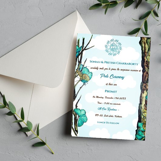 Poite Janeu Upanayanam Hindoeïstische draad Vlinde Kaart