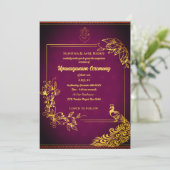 Poite Upanayanam Heilige Draad Janeu Hindu Ceremon Kaart (Staand voorkant)